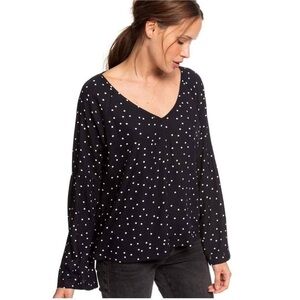 Roxy | Polka Dot Bell Sleeve Viscose V Neck Top